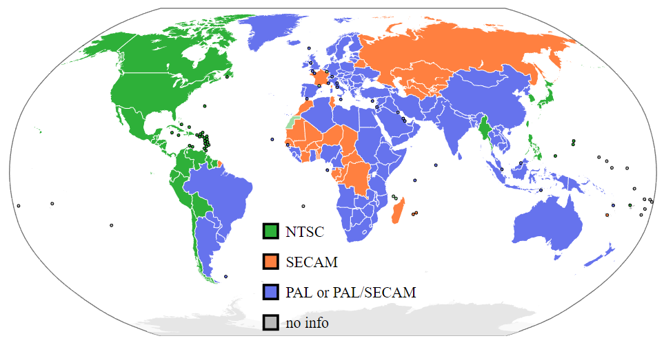 NTSC-SECAM-PAL-Regions illustration
